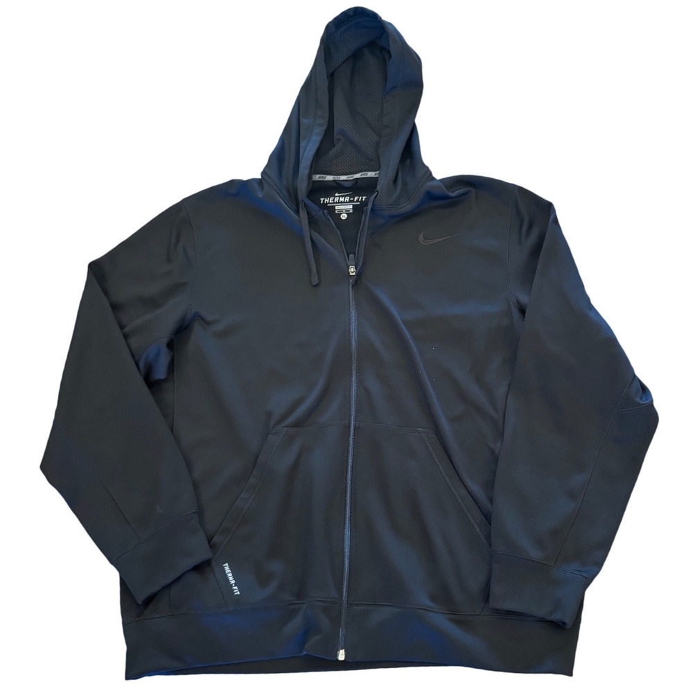 Nike Therma-FIT Full Zip Hoodie Mens XL Black Fleece Sample 465786 Sweatshirt